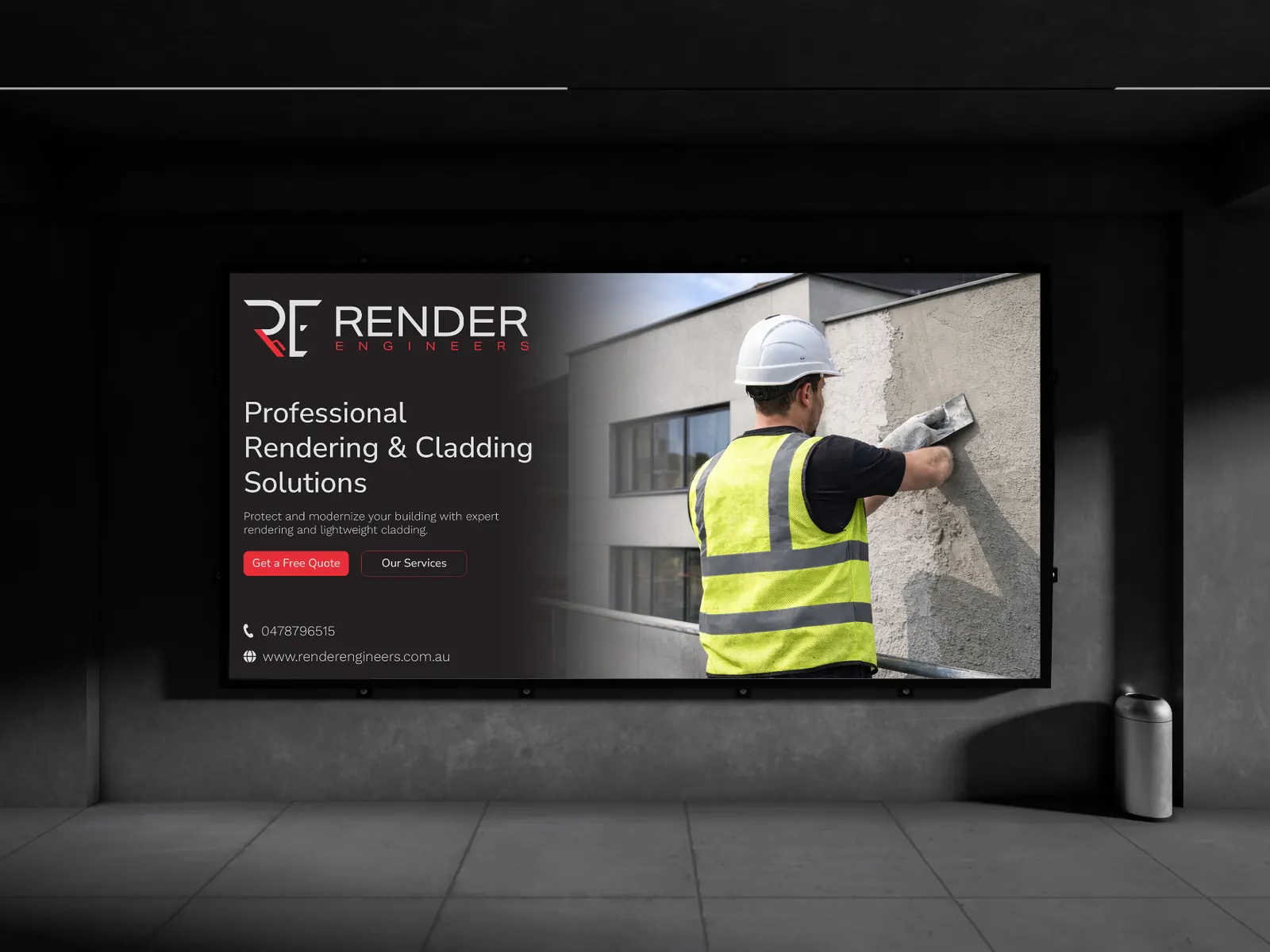 Render Engineers billboard signage mockup