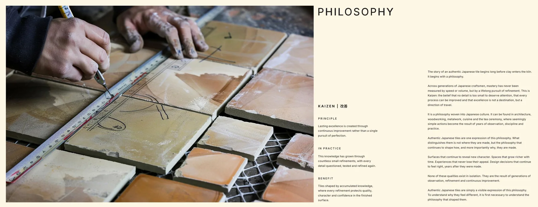 Kaizen philosophy spread from the Mittsu publication with principle, in practice and benefit hierarchy